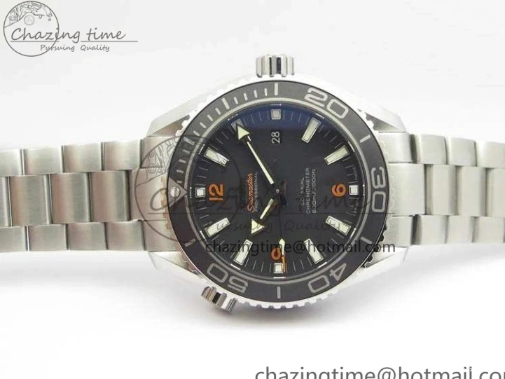 0415 Planet Ocean Pro 45mm OMF 1:1 Best Edition Orange Marker On SS Bracelet A8500 (Black Balance Wheel) Durable 8141